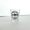 Triple Underpass Shot Glass featuring a design that showcases the Dallas skyline. This Texas themed gift is perfect for collectors and makes a great souvenir from Texas. Ideal for anyone looking for unique Texan gifts or Dallas souvenirs.