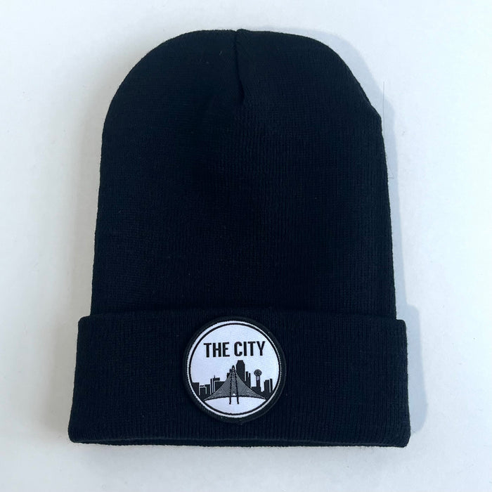 The City Beanie featuring a hand-stitched patch, ideal for those seeking a Texas themed gift or a souvenir from Texas, perfect for anyone who loves Texan gifts.