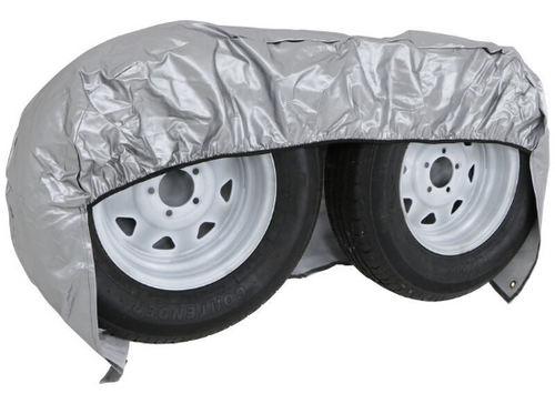 Silver ADCO Double Axle Tyre Gard Covering White Trailer Wheels | United RV Parts