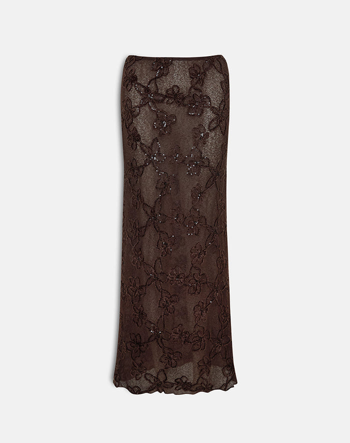 Image of Alphia Maxi Skirt in Dark Brown