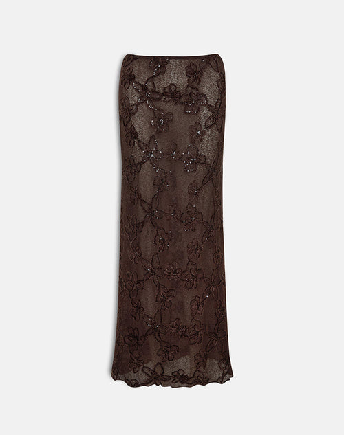 Image of Alphia Maxi Skirt in Dark Brown