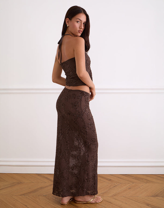 Image of Alphia Maxi Skirt in Dark Brown