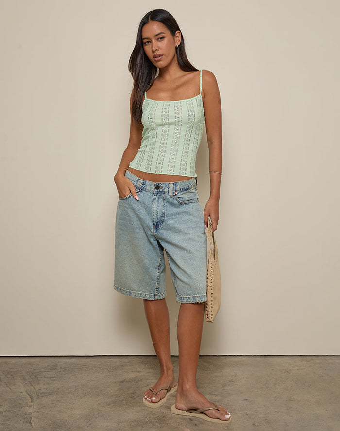 Image of Aluca Cami Top in Broderie Flower Lace Mint