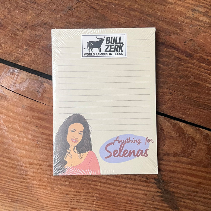 Anything for Selenas Notepad featuring a stylish design, perfect for jotting down notes. This notepad is a great Texas themed gift and a wonderful addition to any collection of Texas Made Gifts, making it an ideal souvenir from Texas, especially for those seeking a unique Dallas souvenir or Texan gifts.