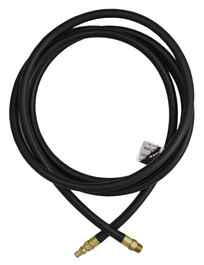 Black Rubber RV High Pressure LP Gas Hose 1/4" ID with Brass MNPT Fittings - Front View | United RV Parts