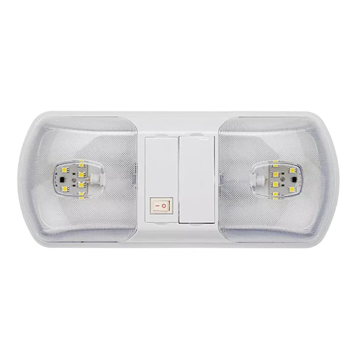 White ABS Plastic AP Products LED Dual Dome Light - Top View | United RV Parts