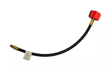 Black Rubber LP Gas 15-Inch Pigtail Hose with Red ACME & Brass MPT Fittings - Side View | United RV Parts