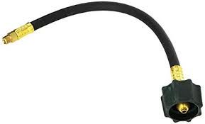 Black Flexible RV Propane Pigtail Hose 15 Inch with Brass Fittings - Side Profile | United RV Parts