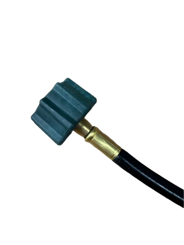 Green Acme Connector Detail on RV Propane Hose with Brass Fitting | United RV Parts