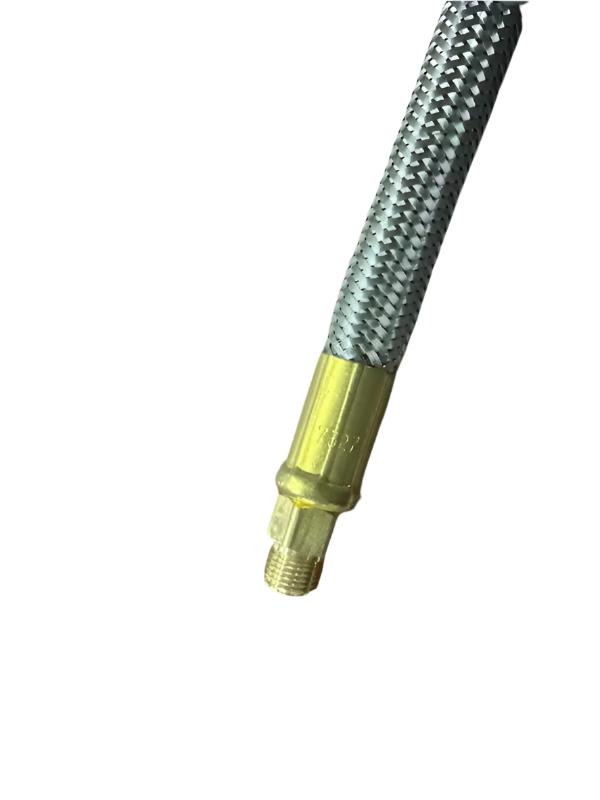 Brass Inverted Flare Fitting on RV Propane Hose - Close-Up Detail | United RV Parts