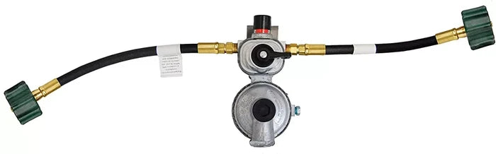 Dual Tank Propane Regulator with Green Hose Connections - Full Setup | United RV Parts