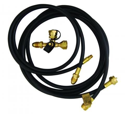 AP Products Stay-Longer Plus Propane Kit with Brass Tee and Black Hoses - Component View | United RV Parts