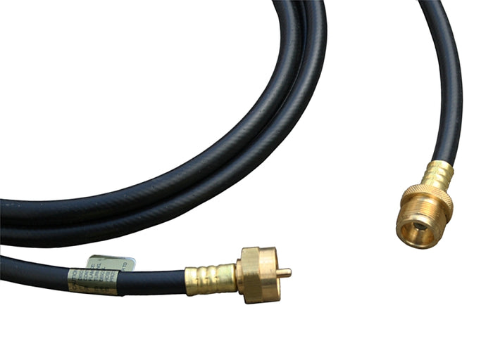 Black Propane Hose with Brass POL Connector - Close-Up Detail | United RV Parts