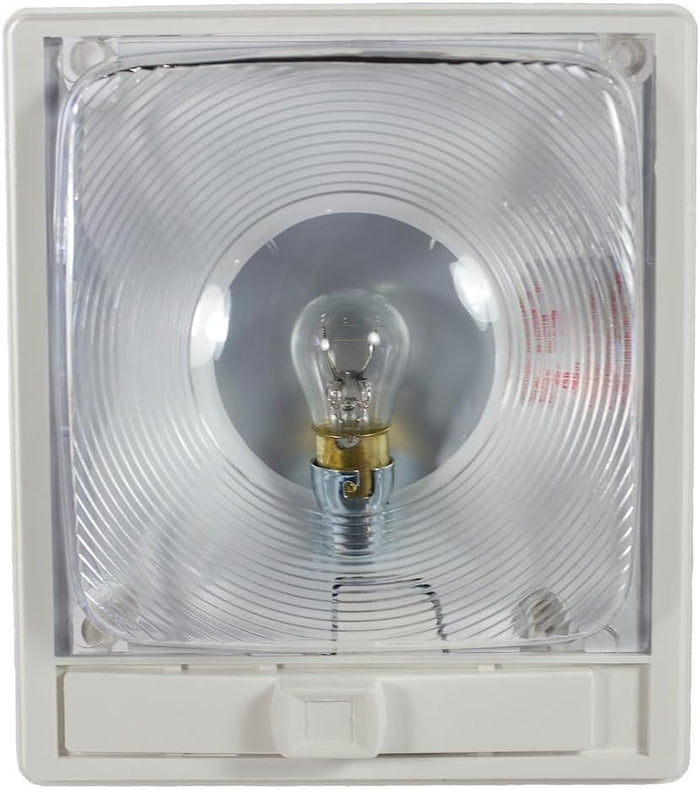 White Arcon 11824 RV Dome Light with Clear Lens and Incandescent Bulb - Front View | United RV Parts