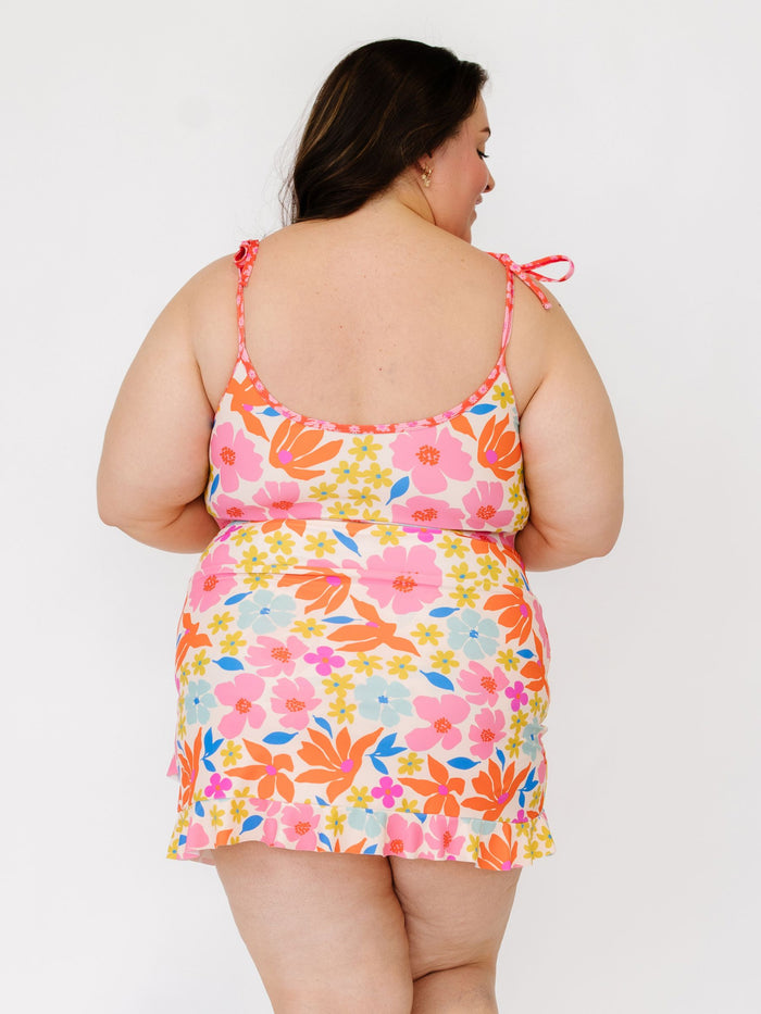 Artsy Floral Shoulder-Tie Crop Top