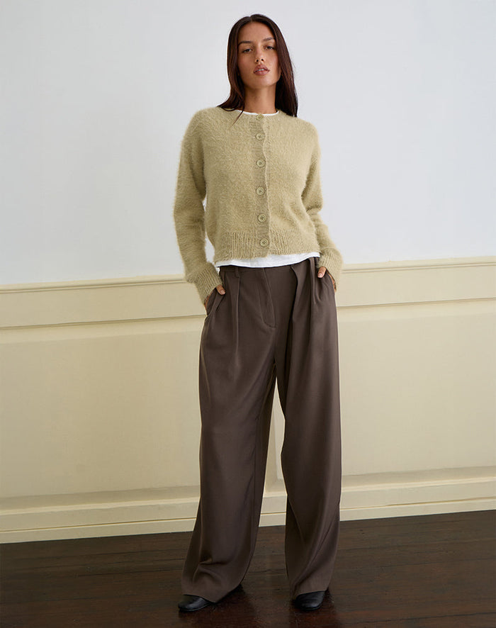 Image of Audrina Cardigan in Fluffy Knit Sage