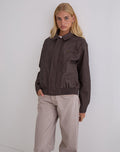 Image of Aviara Cropped Jacket In PU Dark Brown