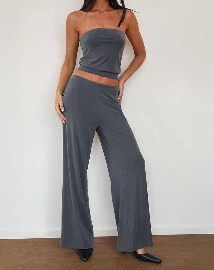 Image of Baku Wide Leg Trouser in Dark Grey