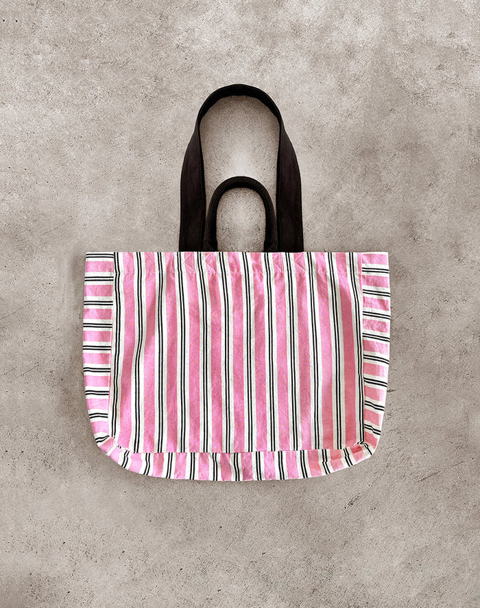 Image of Beach Bag in Stripe Pink
