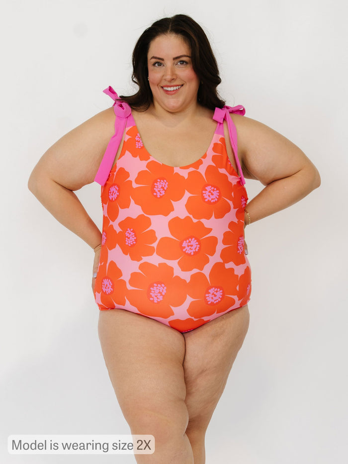 Big Poppy Shoulder-Tie One-Piece