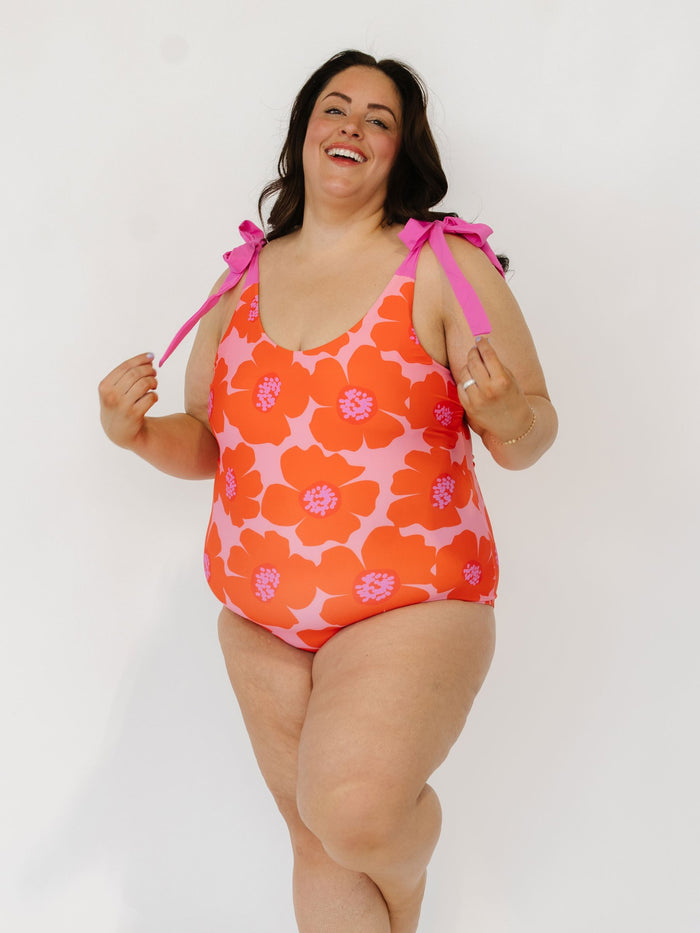 Big Poppy Shoulder-Tie One-Piece