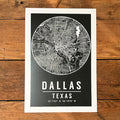 Black Map Art Print featuring a detailed map of Dallas, Texas, making it a perfect Texas themed gift. This Texas Made Gift is an ideal souvenir from Texas, showcasing Dallas pride, and is a great choice for anyone looking for a Texan gift.
