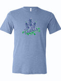 Light blue tshirt with a graphic image of bluebonnets and the text "Dallas, Texas."