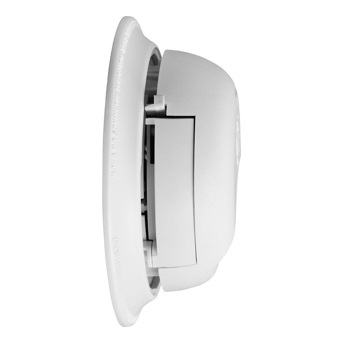 White RV Smoke Alarm - Side Profile Battery Compartment Open | United RV Parts