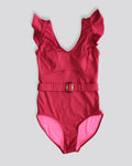 Burgundy Ruffle One-Piece