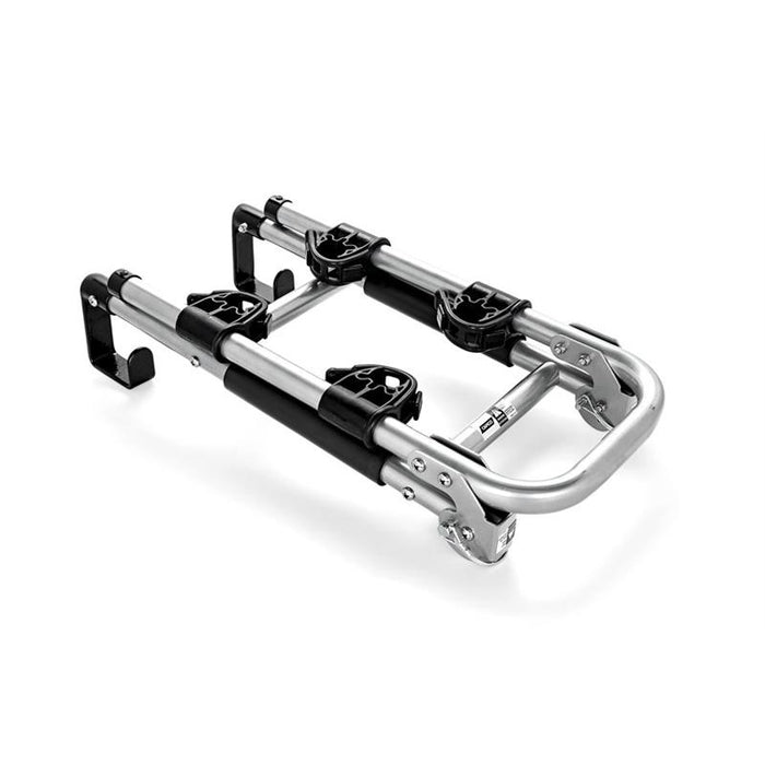 Silver RV Ladder Mount Bike Rack - Folded Compact View | United RV Parts
