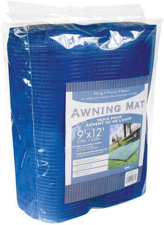 Camco Blue RV Patio Mat 42821 9x12 in Packaging - Front Label View | United RV Parts