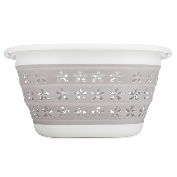 White Taupe Camco 51951 Collapsible Utility Basket - Front View Expanded | United RV Parts