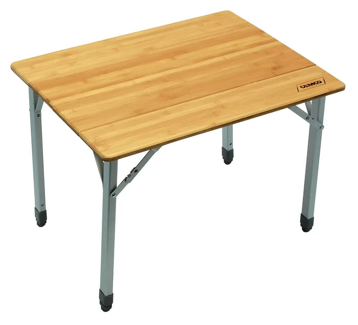 Camco 51895 Bamboo Folding Table with Aluminum Legs - Side Angle | United RV Parts