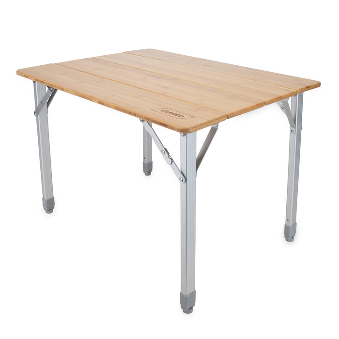 Camco 51895 Bamboo Folding Table with Aluminum Frame - Front View | United RV Parts