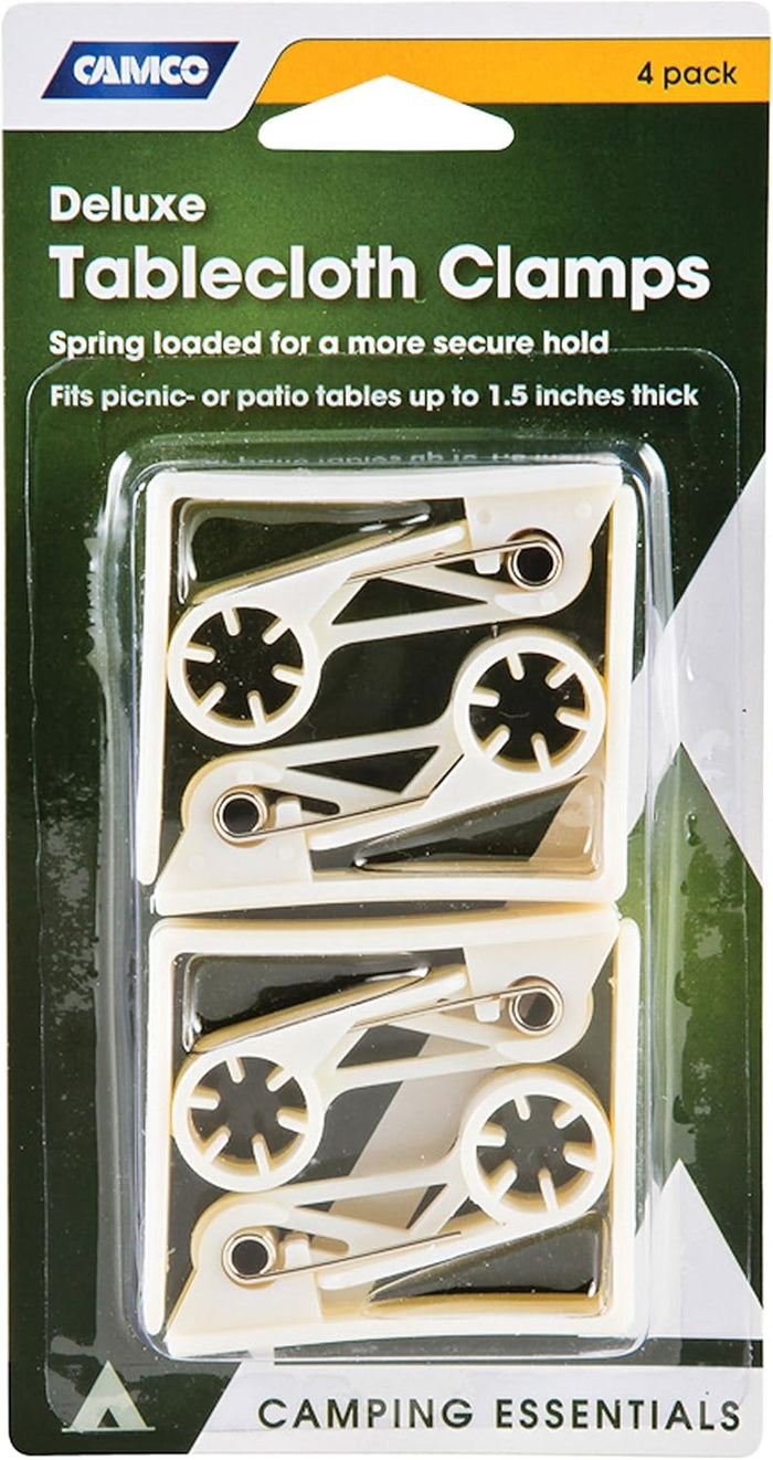 Camco Deluxe Tablecloth Clamps 51077 4-Pack - Package View | United RV Parts