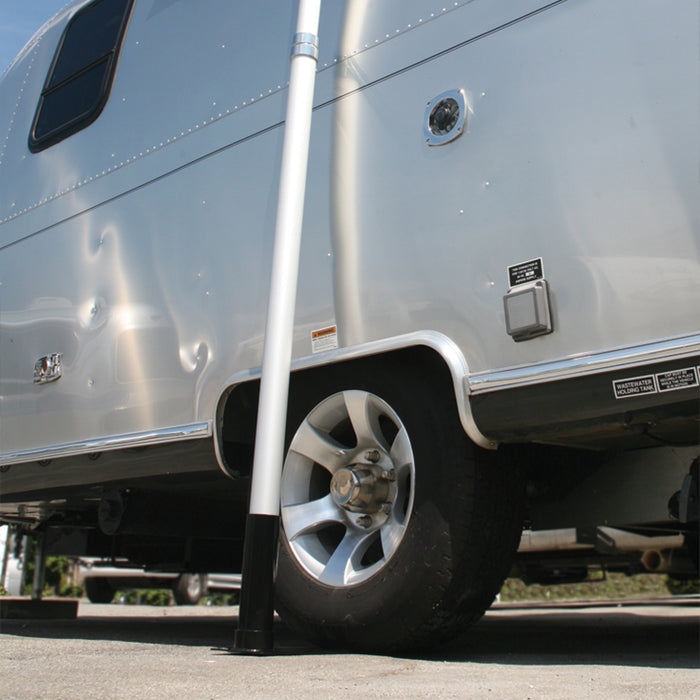 Silver Aluminum Telescoping Flag Pole - Side Profile RV Installation | United RV Parts