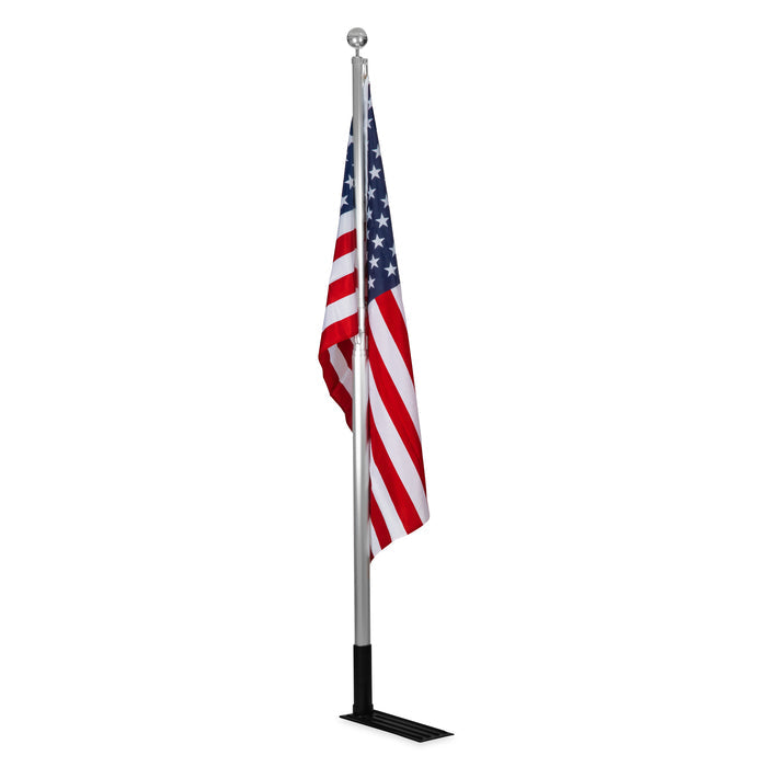 Silver Telescoping Flag Pole with American Flag - Standing Display | United RV Parts