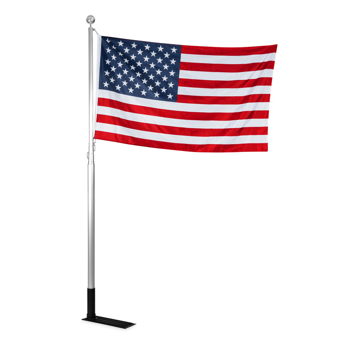 American Flag on Silver Telescoping Pole - Full Display View | United RV Parts