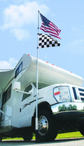 White Fiberglass Telescoping Flagpole - RV Installation View | United RV Parts