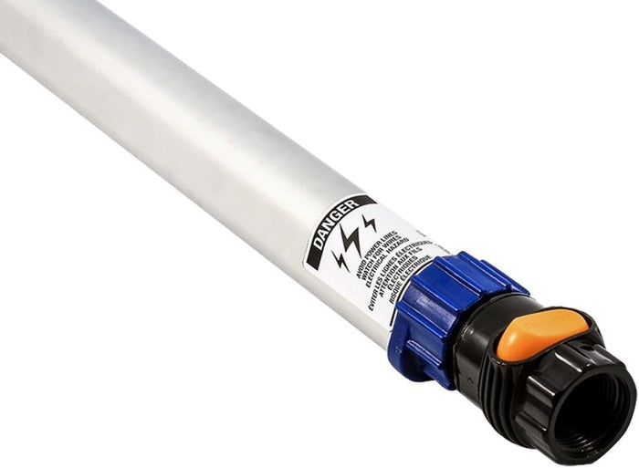 White Aluminum Handle with Blue Connection End - Hose Attachment Detail | United RV Parts