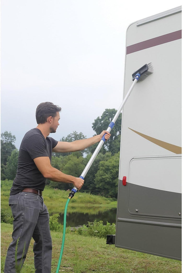Man Washing RV with Camco Flow-Through Brush - In Use Lifestyle | United RV Parts