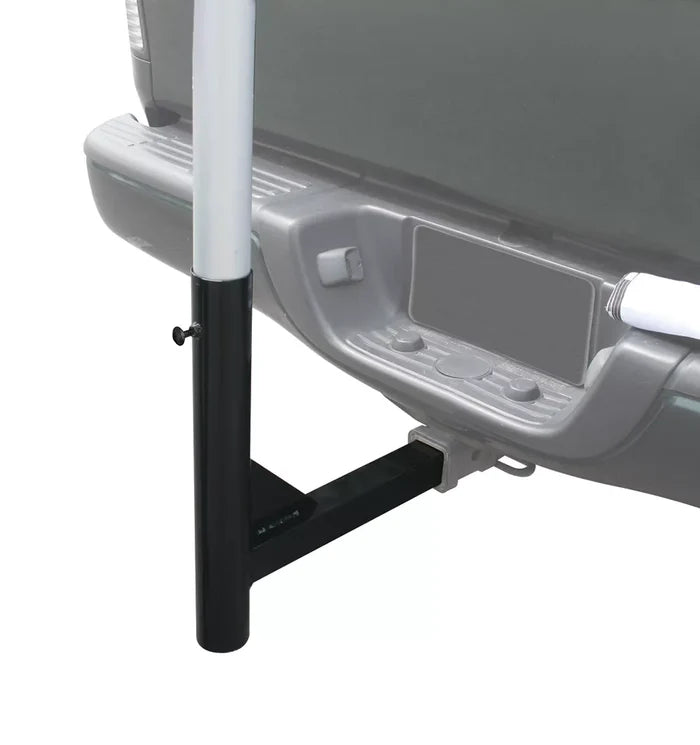 Black Steel Hitch-Mount Flag Pole Holder Installed on Vehicle Hitch Receiver | United RV Parts