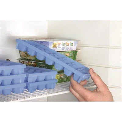 Blue Mini Ice Cube Tray in RV Freezer - Lifestyle View | United RV Parts