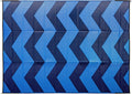 Blue Chevron Camco Outdoor RV Patio Mat 9x12 - Flat Lay Top View | United RV Parts