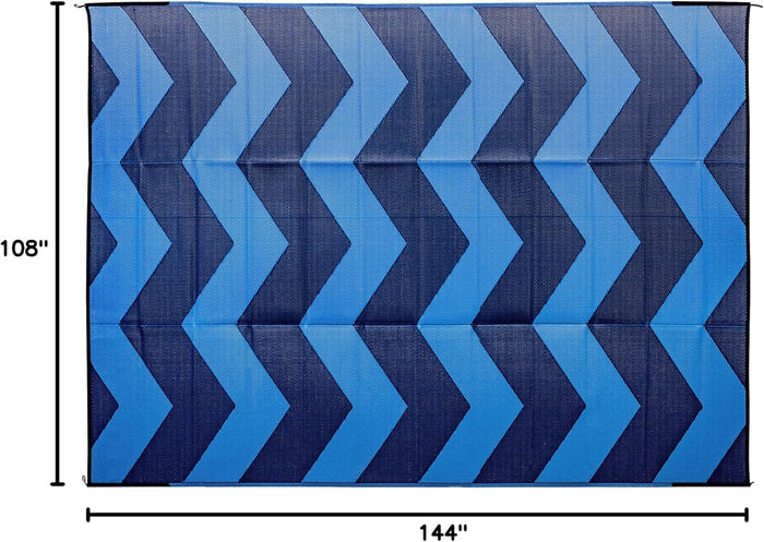 Blue Camco Outdoor Mat 9x12 with Dimensions 108x144 Inches - Size Reference | United RV Parts