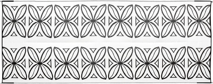 White Camco Patio Mat 8x20 - Geometric Pattern Full View | United RV Parts
