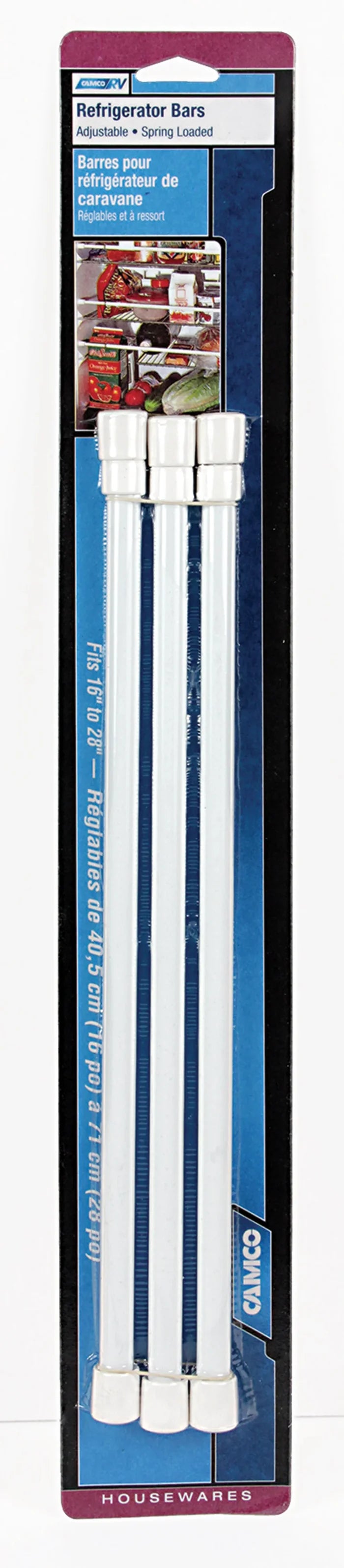 Camco 44063 Adjustable Spring-Loaded RV Cupboard Bars 3-Pack in Retail Packaging | United RV Parts