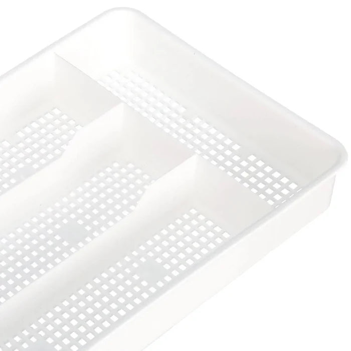 White Plastic RV Silverware Tray Textured Compartment Detail - Close-Up | United RV Parts