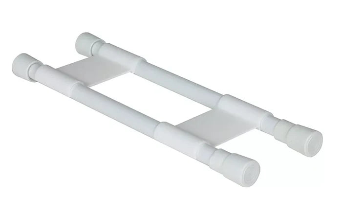 White Steel Double RV Cupboard Bar 44093 - Angled View | United RV Parts