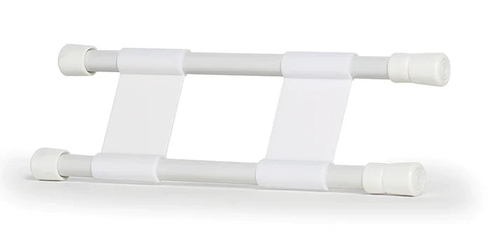 White Adjustable RV Double Cupboard Bar - Side Profile | United RV Parts